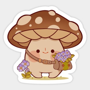 Flower Picking Mushroom Sticker